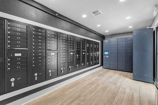 Mail room at AVIA Lofts on Liberty Ridge, Apartments, Florida, 32256